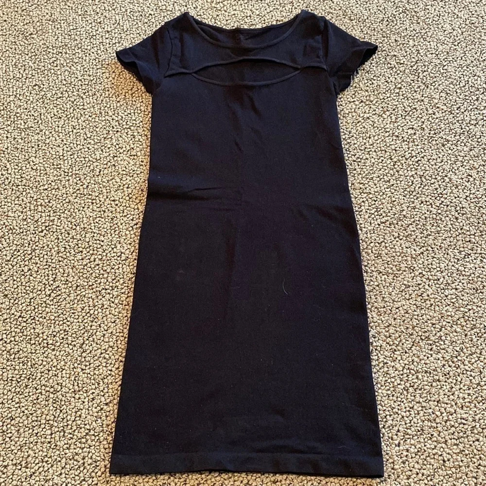 Malibu Sugar Black Bodycon Dress Size Tween 7-14 w/ Short Sleeves and Cut Out